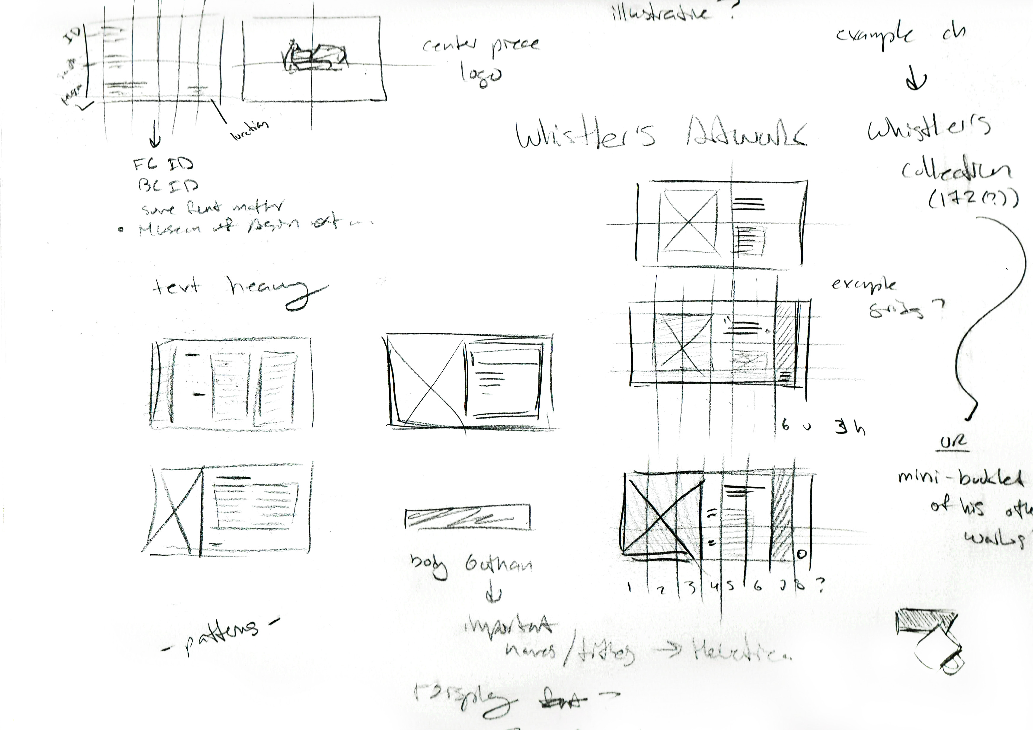 scanned sketches for the museum catalog