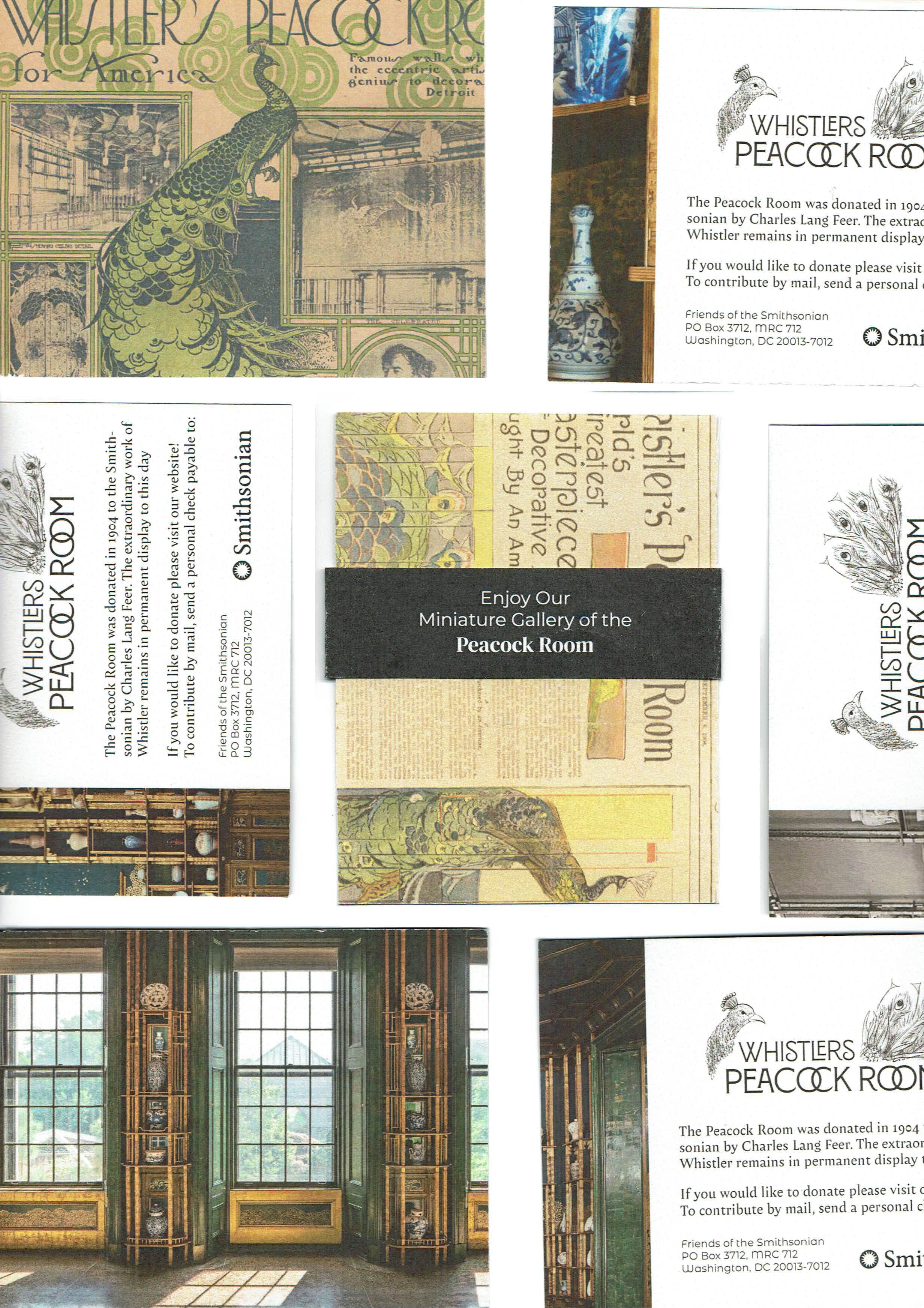 a composed image of 7 donor cards some flipped to show front and back, with the center card displaying the belly band in use