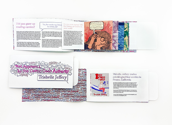spread and full view of a booklet waterfall fold print